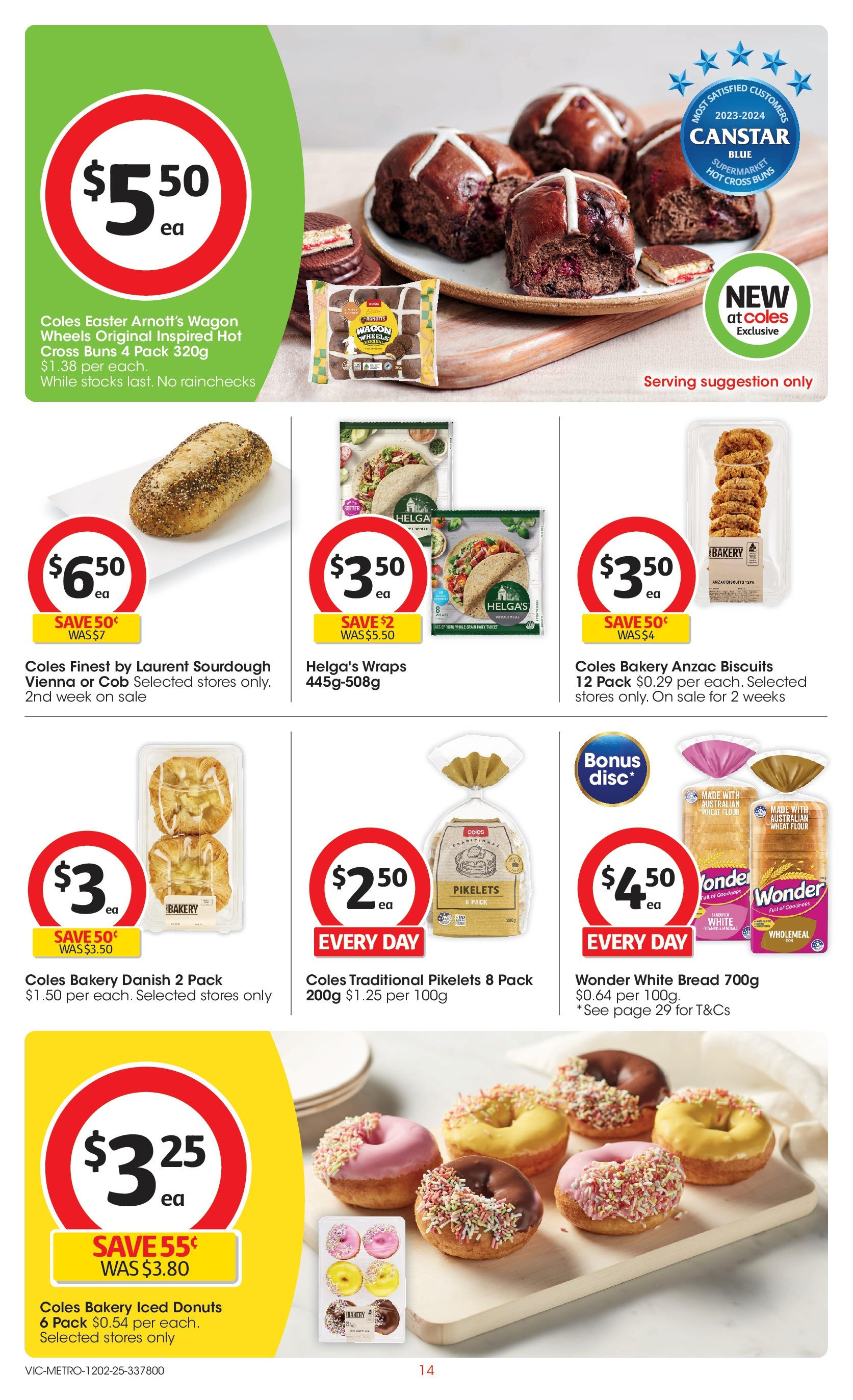 ﻿﻿Coles catalogue valid from 11/02/2025 > Online Australia | Page: 14 | Products: Donuts, Flour, Bread, Biscuits