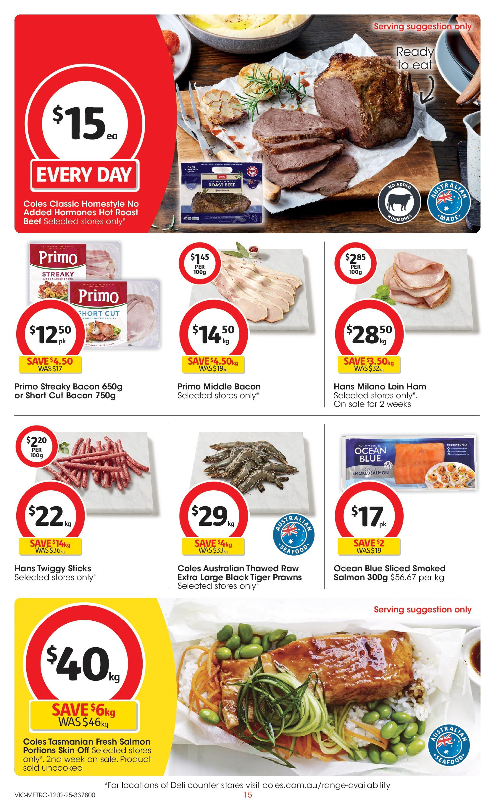 ﻿﻿Coles catalogue valid from 11/02/2025 > Online Australia | Page: 15 | Products: Ham, Beef, Prawns, Wood