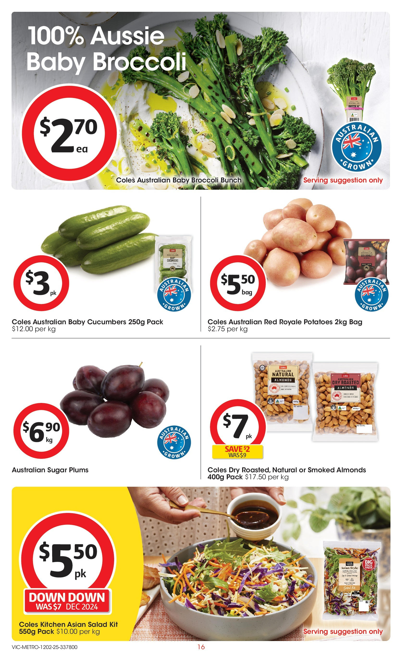 ﻿﻿Coles catalogue valid from 11/02/2025 > Online Australia | Page: 16 | Products: Almonds, Potatoes, Plums, Bag