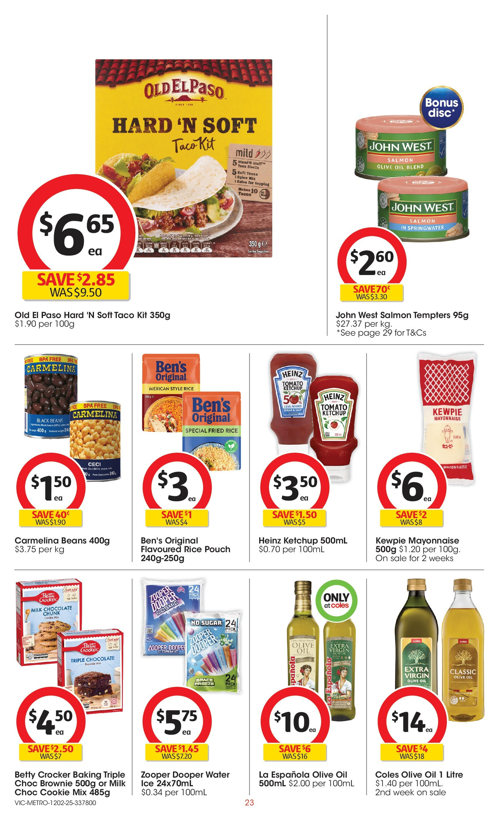 ﻿﻿Coles catalogue valid from 11/02/2025 > Online Australia | Page: 23 | Products: Water, Mayonnaise, Salsa, Weight