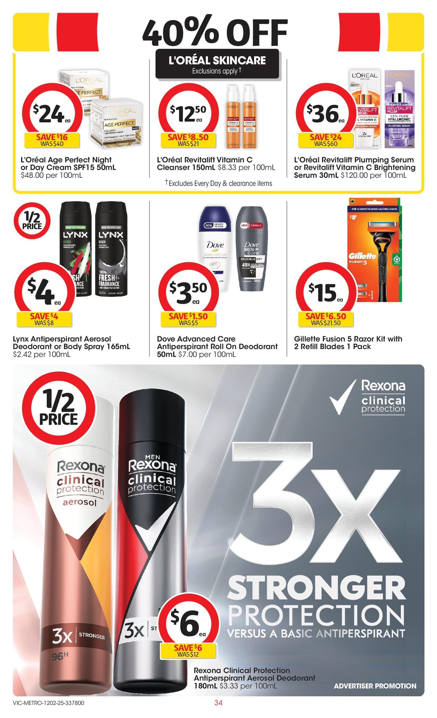 ﻿﻿Coles catalogue valid from 11/02/2025 > Online Australia | Page: 34 | Products: Antiperspirant, Razor, Collagen, Vitamin