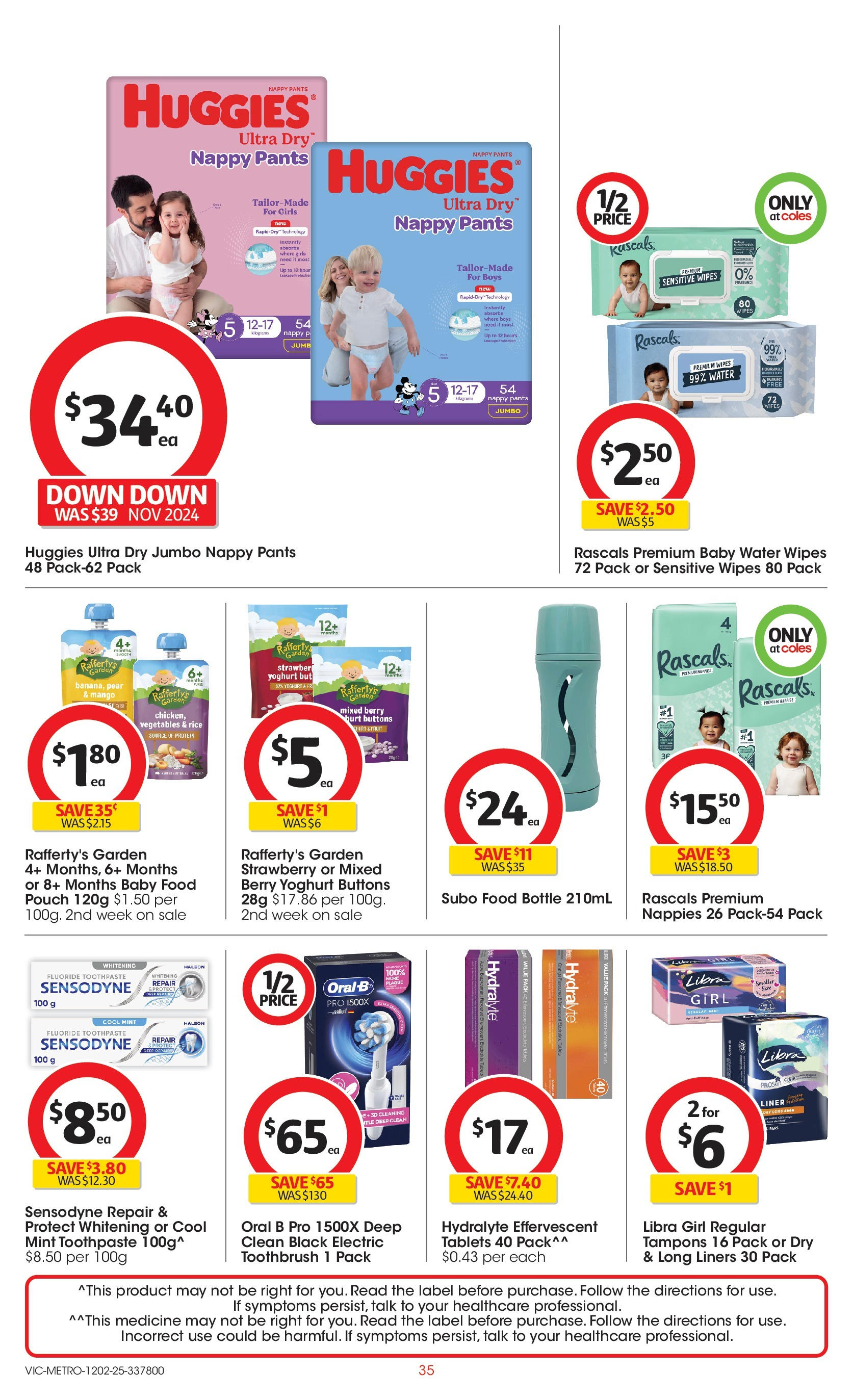 ﻿﻿Coles catalogue valid from 11/02/2025 > Online Australia | Page: 35 | Products: Baby food, Water, Vegetables, Tablets