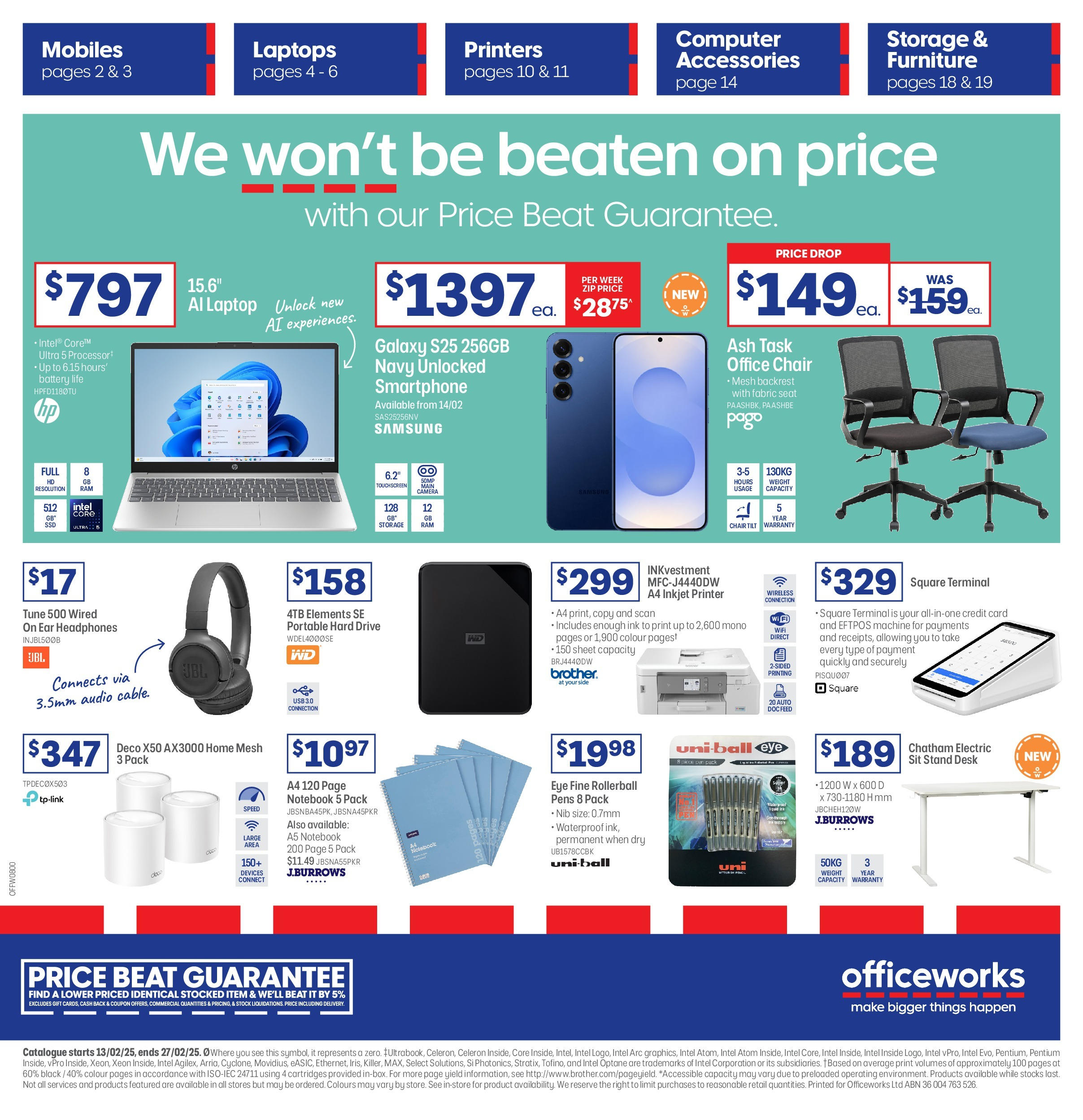 Officeworks Catalogue  - 12/02/2025 > weekly / monthly specials | Page: 1 | Products: Chair, Smartphone, Usb, Portable