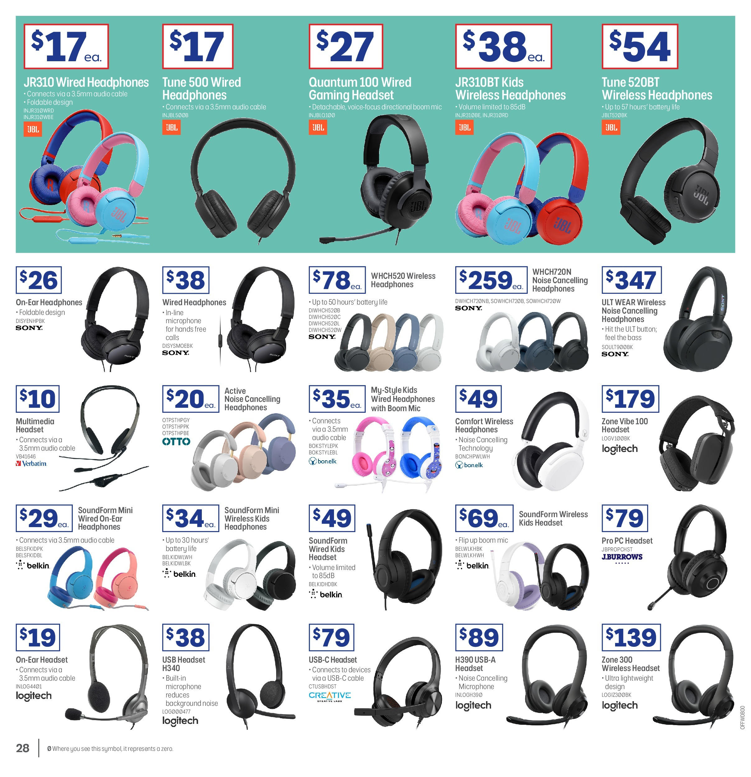 Officeworks Catalogue  - 12/02/2025 > weekly / monthly specials | Page: 28 | Products: Battery, Headphones, Cable, Usb