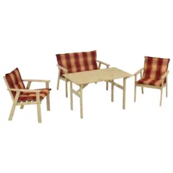 Gartenmöbel Set 7-tlg. Sylt Kiefer Echtholz Mit Kissen