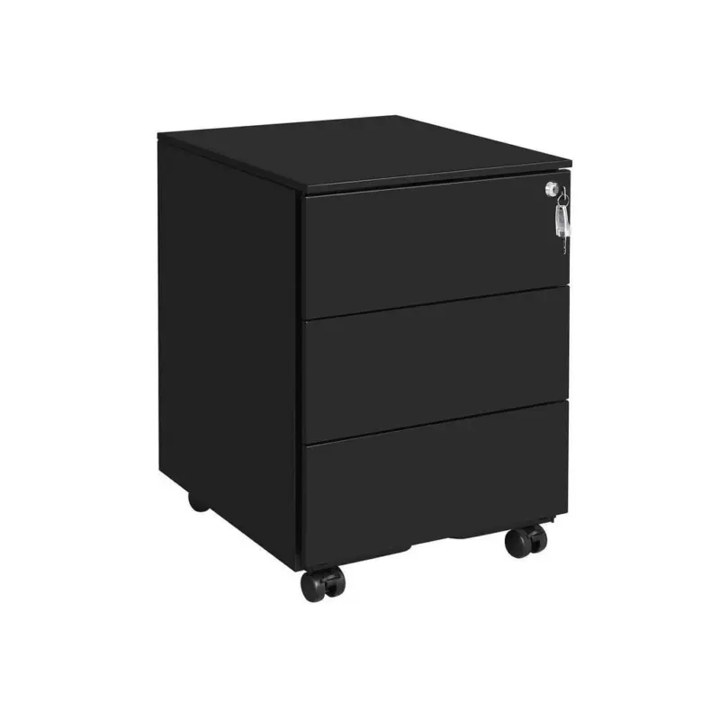 Rollcontainer Metall Schwarz Abschließbar 39x55x45 Cm