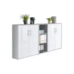 M&ouml;belix Office Edition B: 213 cm Grau/Wei&szlig; Hochglanz