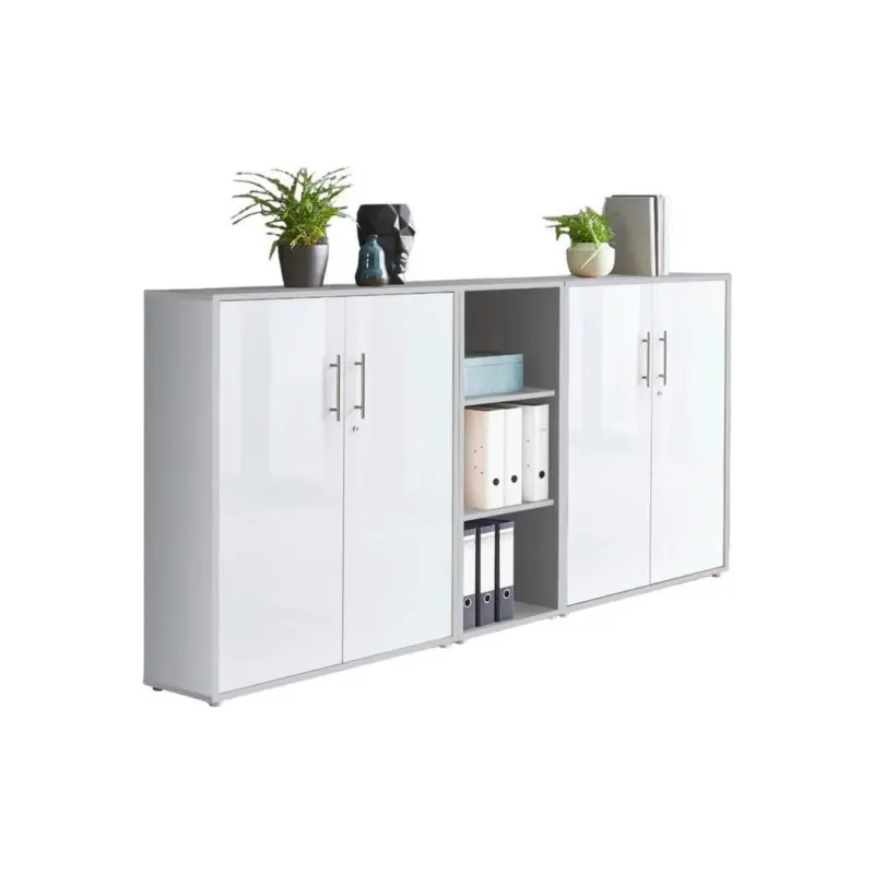 Office Edition B: 213 Cm Grau/weiß Hochglanz