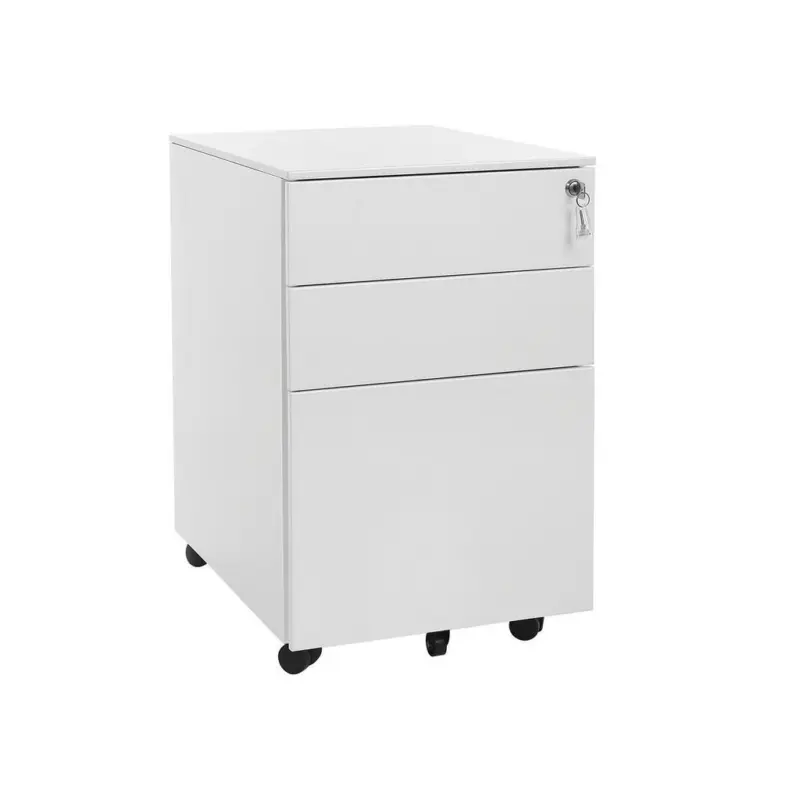 Rollcontainer Metall Weiß Abschließbar 39x60x52 Cm