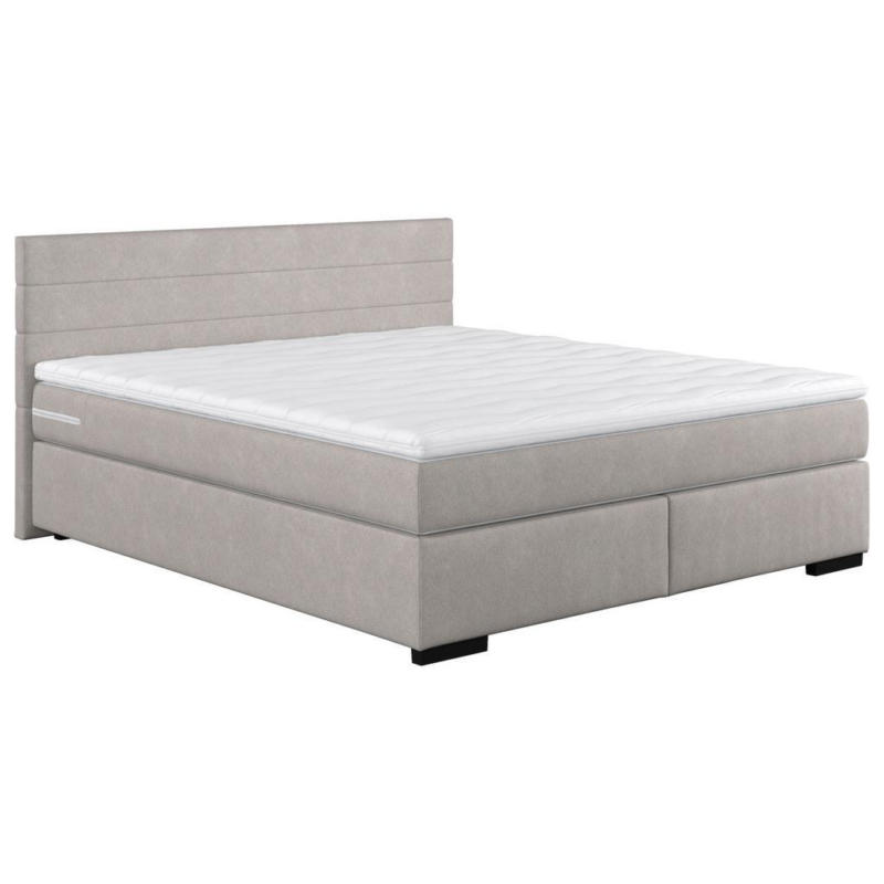 Boxspringbett mit Topper 140x200 cm Mammut,silberfarben