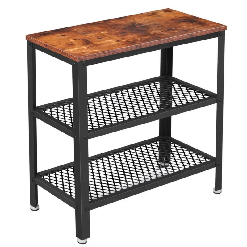 Beistelltisch Mit Ablagefächer Braun, Schwarz