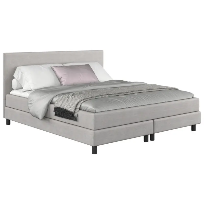 Boxbett Mit Topper Andorra 180x200 Cm Hellgrau