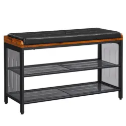 Garderobenbank Braun, Schwarz, Lederlook, B: 80 Cm