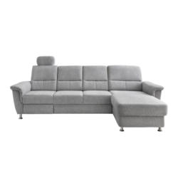 Ecksofa mit Relaxfunktion Parole Silberfarben Chenille