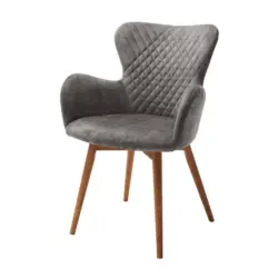 Armlehnstuhl Sarander Lichtgrau Echtholz-Beine