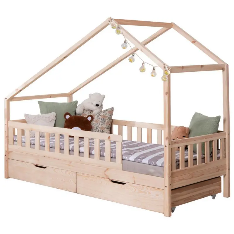 Hausbett Lou Bettschublade Naturfarben B: 140 Cm