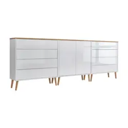 Sideboard Mailand4 B:237cm Weiß/eiche