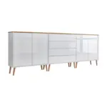 M&ouml;belix Sideboard Mailand5b:237cm Wei&szlig;/eiche
