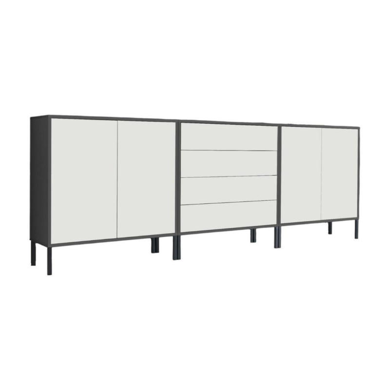 Sideboard Mailand5b:237cm Weiß/anthrazit