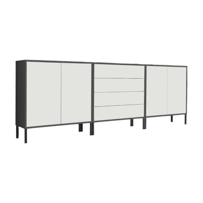 Sideboard Mailand5b:237cm Weiß/anthrazit