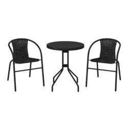 Balkonm&ouml;bel Set Mailand Metall/kunststoff/glas