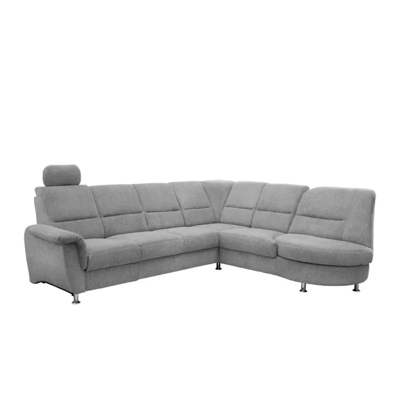 Ecksofa mit Relaxfunktion Parole Silberfarben Chenille