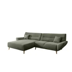 Ecksofa Chenille Dunkelgrün S: 166x290 cm