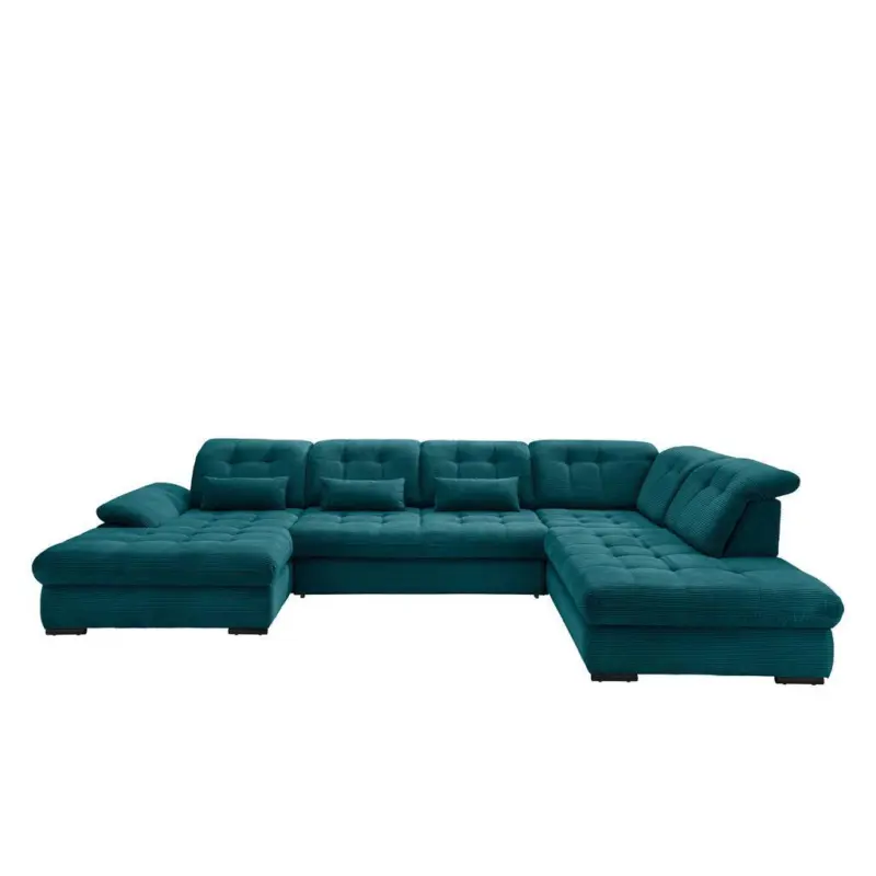Wohnlandschaft Mit Bettkasten Rigatti Petrol B: 387 Cm