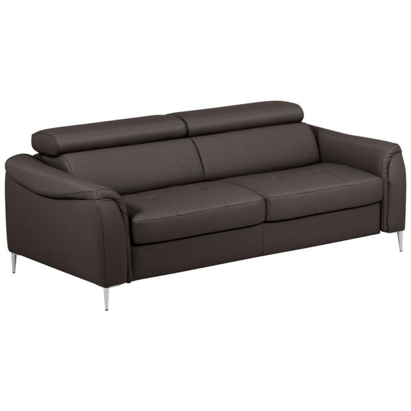 Schlafsofa Pafos Dunkelbraun Lederlook, Rindsleder B: 203cm