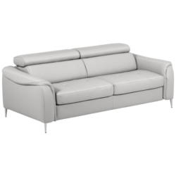 Schlafsofa Pafos Platinfarbe Lederlook, Rindsleder B: 203cm