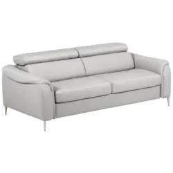 Schlafsofa Pafos Platinfarbe Lederlook, Rindsleder B: 203cm