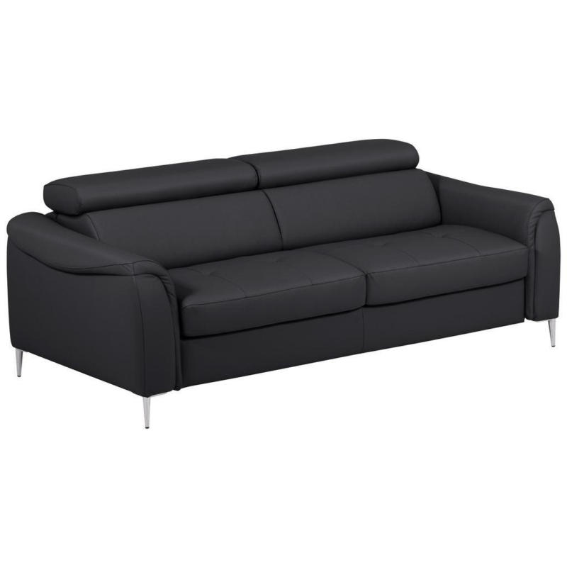 Schlafsofa Pafos Schwarz Lederlook, Rindsleder B: 203cm