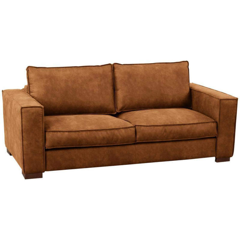 Schlafsofa Texas Cognac Mikrofaser, B: 203 cm