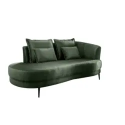 Ottomane Pistaccio Dunkelgrün Velours, Rücken Echt B: 211 Cm