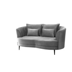 2-Sitzer-Sofa Silberfarben Velours, Rücken Echt B: 179 cm