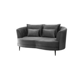 2-Sitzer-Sofa Grau Velours, Rücken Echt B: 179 cm