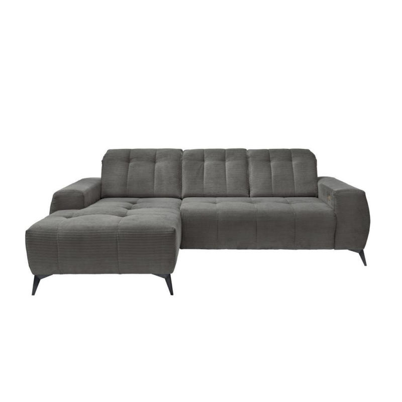 Ecksofa mit USB Anschluss Sano, Grau, S: 258x180 cm