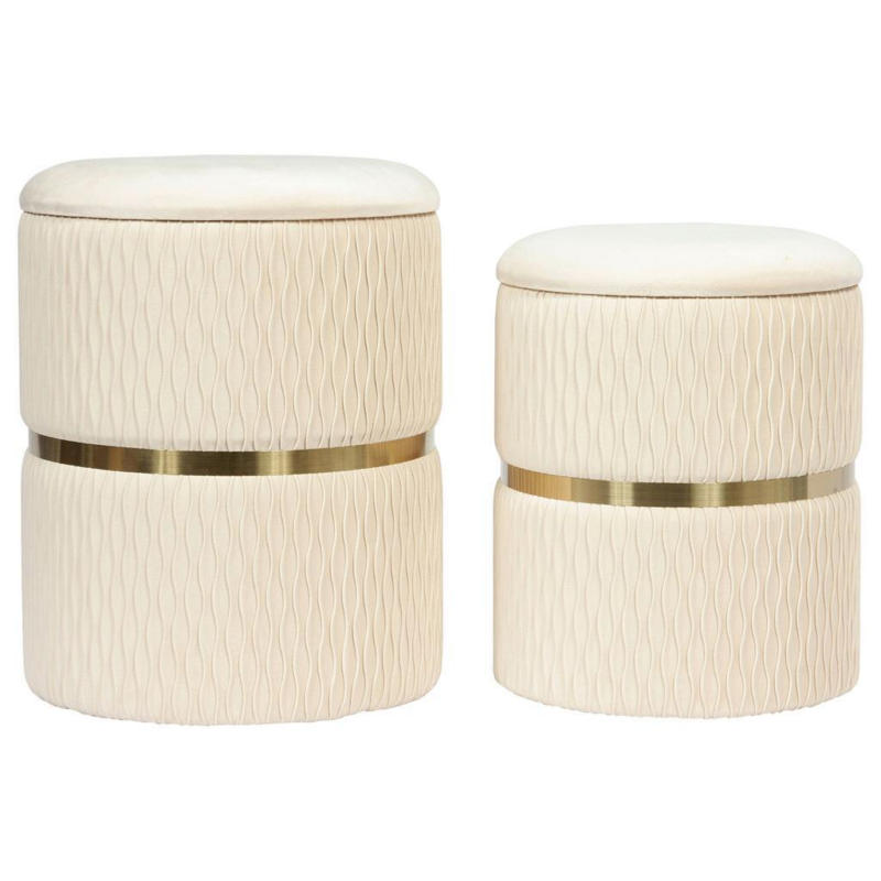 Hocker Zora Creme Polyester, D: 31,5 cm