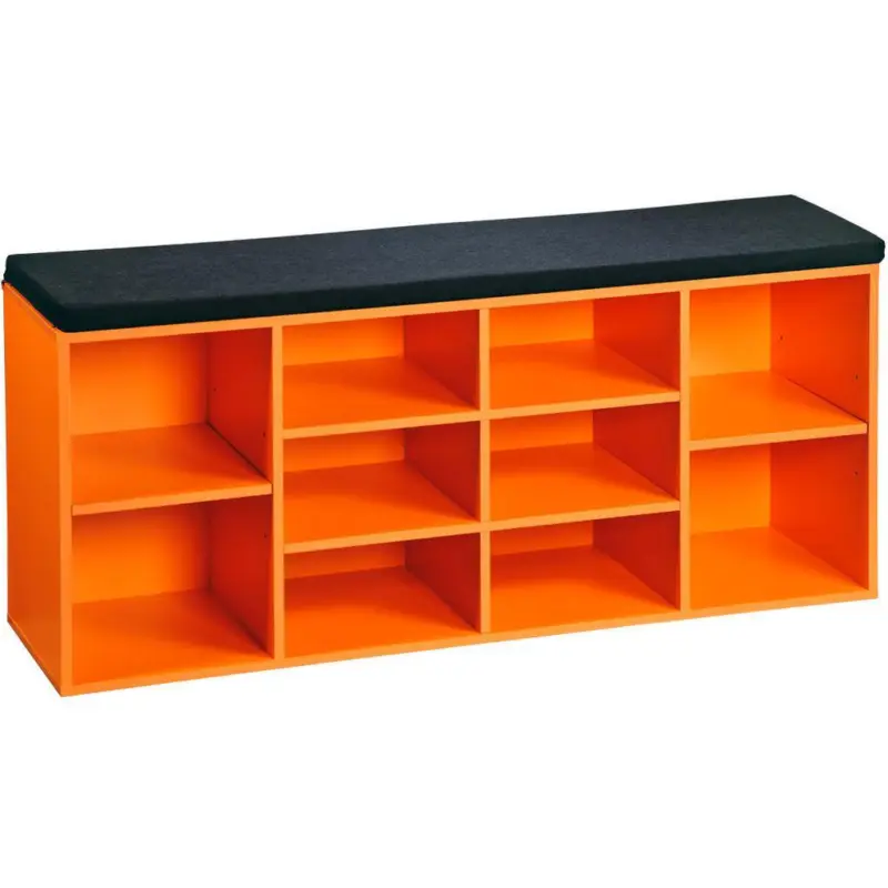 Schuhregal Mit Sitzkissen Orange, Schwarz, B: 103,5 Cm