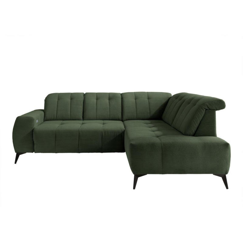 Ecksofa mit USB Anschluss Sano, Dunkelgrün,s: 261x200 cm