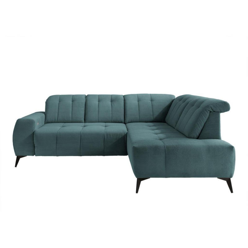 Ecksofa mit USB Anschluss Sano, Petrol, S: 261x200 cm