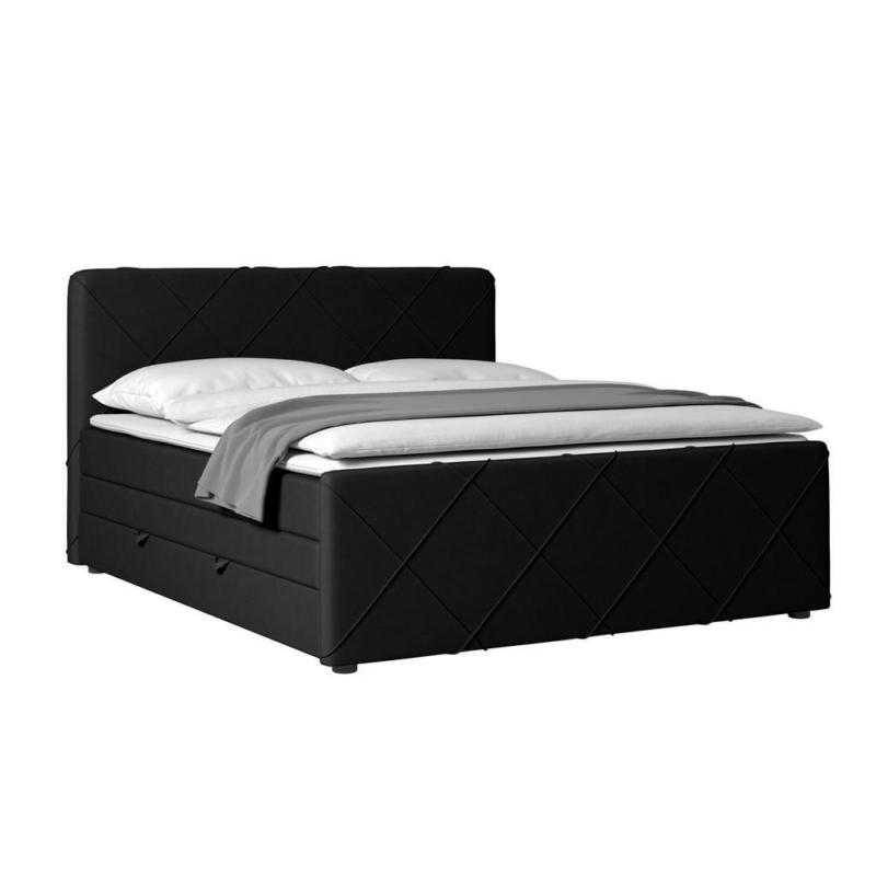 Boxspringbett Cordoba Schwarz Inkl.bettkasten, L: 180 Cm