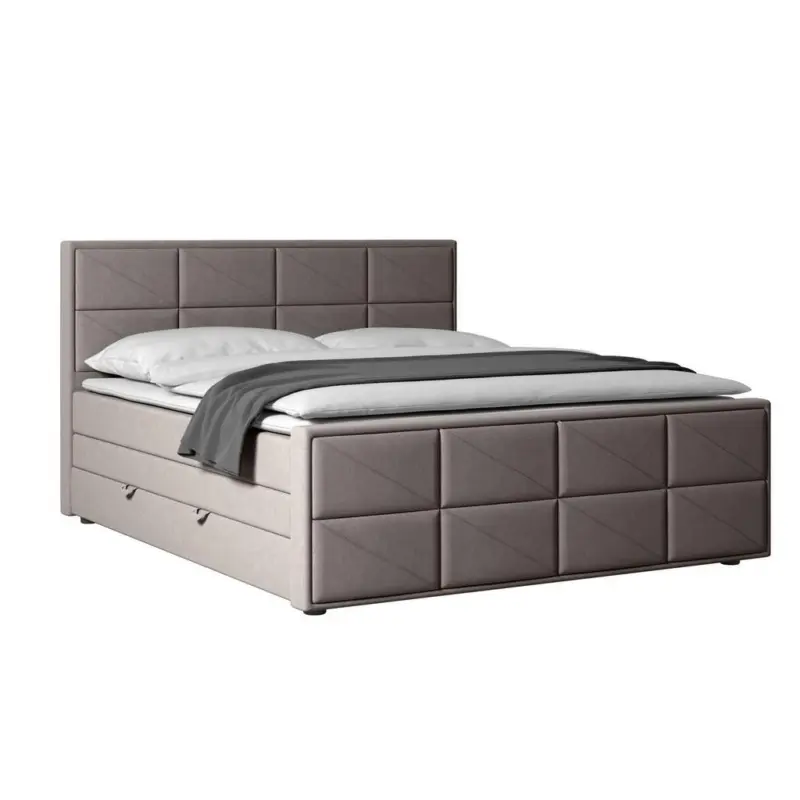 Boxspringbett Oslo Hellgrau inkl.bettkasten, L: 180 cm