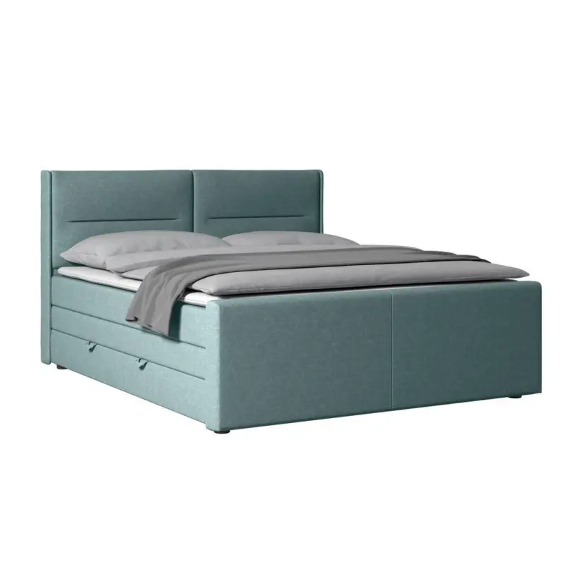 Boxspringbett Kyoto Blau Inkl.bettkasten, L: 180 Cm