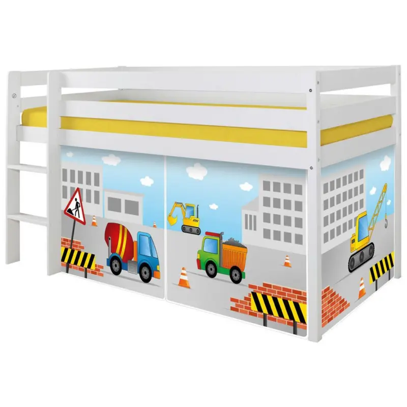 Hochbett Malte Weiß inkl. Rollrost, Matratze, 90x200 cm