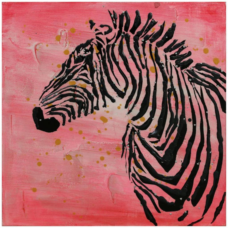 Bild Zebrabild Motiv: Zebra, Rot, 70x70 cm