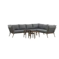 Loungegarnitur 4-Tlg Roxo Metall/Textil mit Kissen