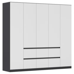 Drehtürenschrank Mainz Grau/Weiß B: 226 cm