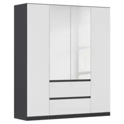 Drehtürenschrank Mainz Grau/weiß B: 181 Cm