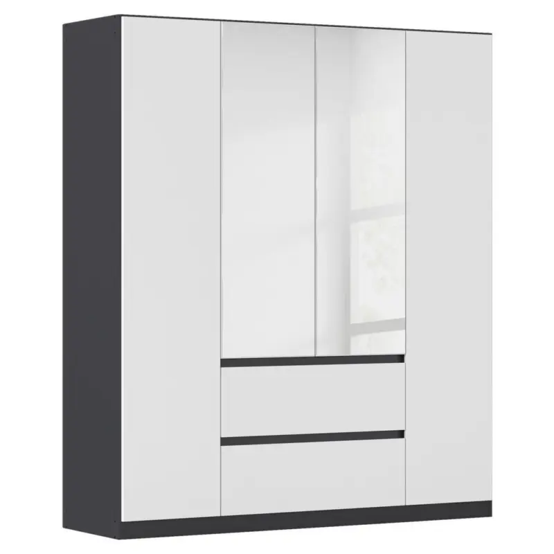 Drehtürenschrank Mainz Grau/weiß B: 181 Cm